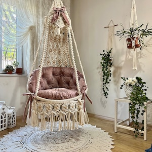 Macrame swing chair,Swing chair,Macrame round Swing,Hammock chair,Macrame Swing,Swing,Boho swing,Rope swing,Handmade gift,Housewarming gift