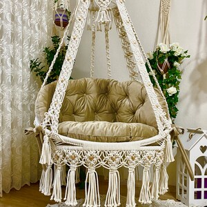 Macrame Swing cushion ,hammock  Cushion, velvet fabric macrame swing cushion,macrame swing chair cushion,soft quality fabric hammock cushion