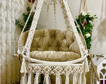 Macrame Swing cushion ,hammock  Cushion, velvet fabric macrame swing cushion,macrame swing chair cushion,soft quality fabric hammock cushion