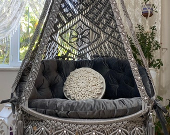 Macrame XXL Swing Chair,Hammock Chair,Rocking Chair,Housewarming Gift,Gift for mother,Gift for sister,Round Swing chair,Garden,patio Swing
