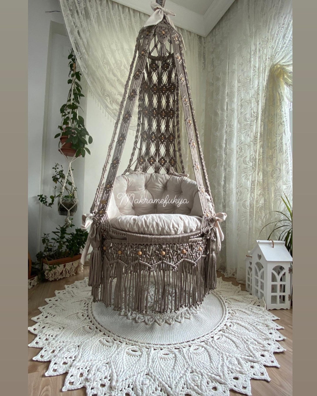 Macrame Chair, Macrame Round Swing, Special Design Macrame Swing ...