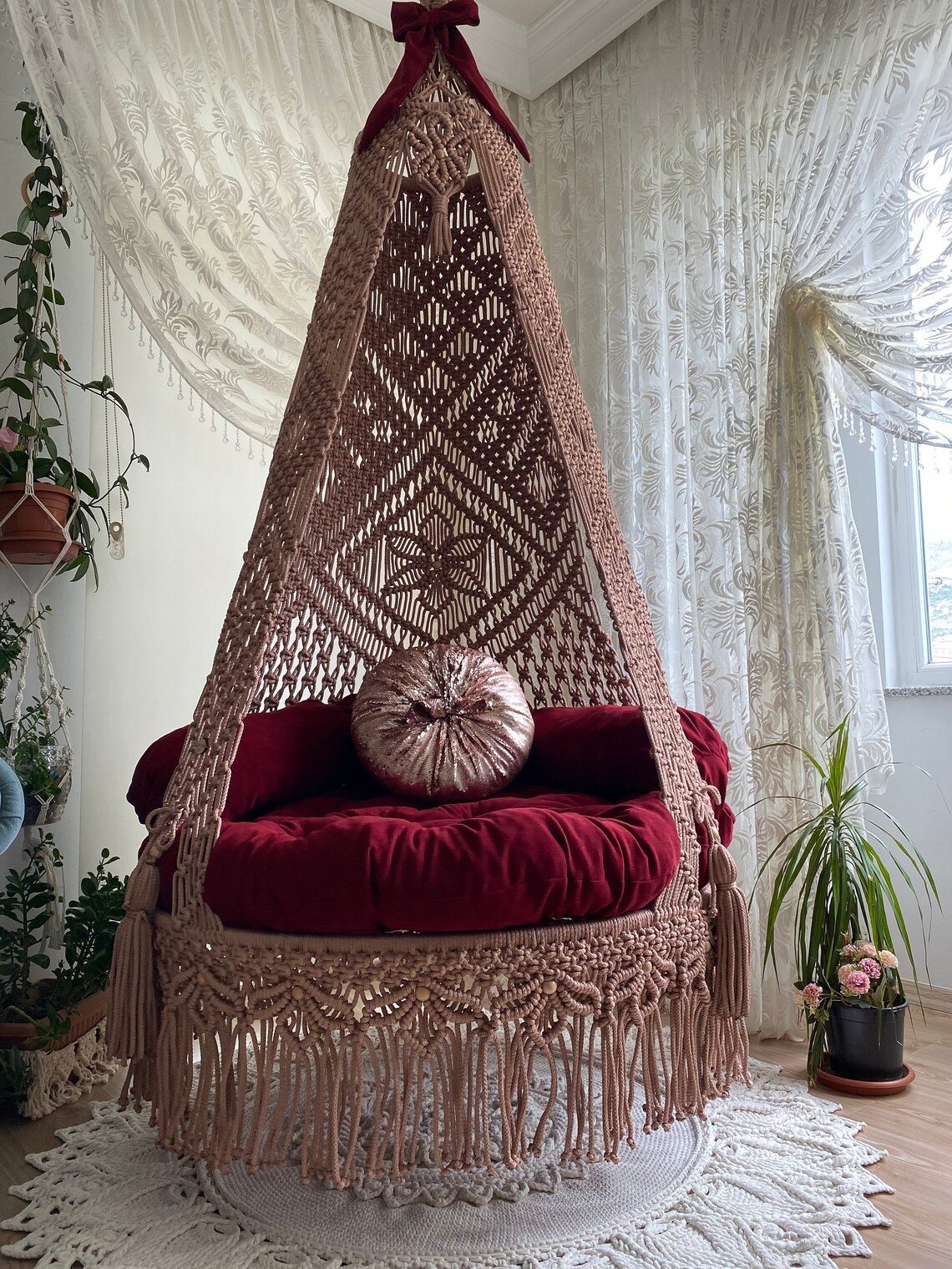 Macrame Chair Macrame Round Swing Special Design Macrame - Etsy