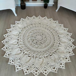 Handgefertigter gestrickter runder Teppich: Boho Kinderzimmer Dekor, Weihnachtsgeschenk, Housewarming Geschenk