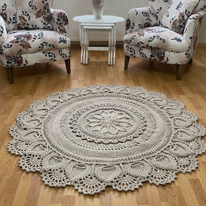 Gehäkelter runder Teppich, Makramee-Beigeteppich, Kinitted-Teppich, Wohnzimmerteppich, Waschbarer Teppich, runder 3D-Teppich, Geschenk für Zuhause, Geschenk für Mama