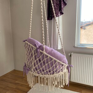 Macrame wall hanging  chair,macrame swing cushion,Macrame cushion swing,macrame chair,macrame cushion,macrame decorasion,swing