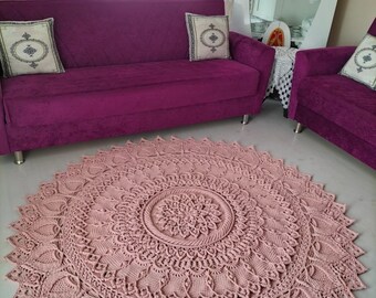 Knitted Carpet, Round Crochet, Crochet Knitted Carpet, Knitted Rug, Bath Mat, Home Decor, House Gift,Patio Carpet,Macrame swing,Bedroom Mat