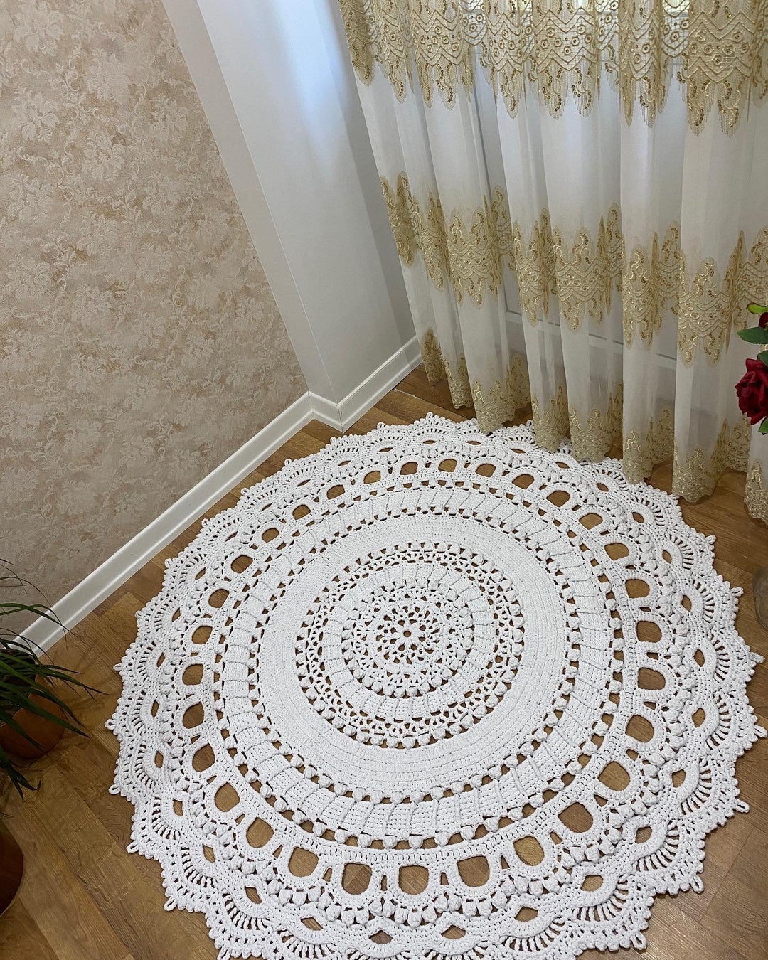 Knitted Carpet, Rug, Decor Rug, Crochet, Round Carpet Circle Braided