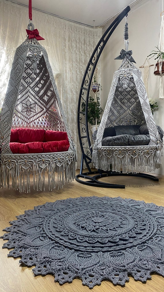 Macrame Double Swing patio Swing macrame Garden Swing housewarming Gift swing Chair hammock hanging Chair handmade Swing Chair mamgift Etsy UK