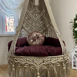 Macrame Hanging Chair,Macrame Swing,Patio Hammock,Outdoor Chair,Adult Chair,Patio Swing Chair,Garden Swing,Hammock Chair,Round Hanging Chair