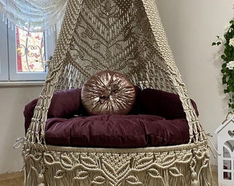 Macrame Hanging Chair,Macrame Swing,Patio Hammock,Outdoor Chair,Adult Chair,Patio Swing Chair,Garden Swing,Hammock Chair,Round Hanging Chair