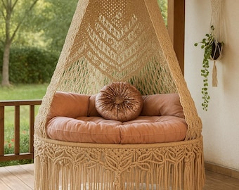 Macrame Swing Chair,Hammock Chair,Hanging Chair,Porch Swing, Indoor Swing, Swing Bed, Rocking Swing Chair,Bohemian Chair,Large Hanging Chair