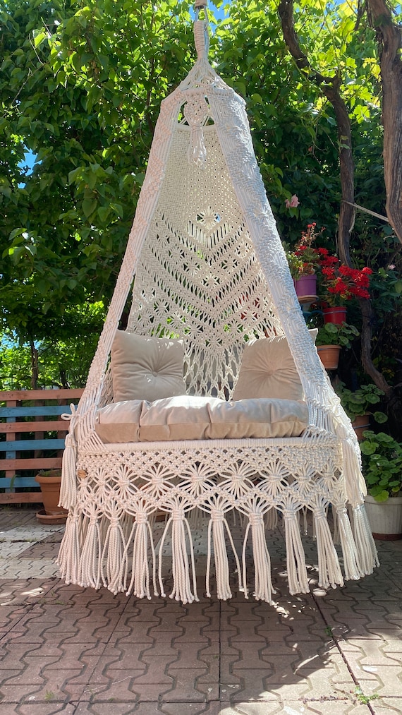 Hammocks For Outside 500lb Capacity Double Beige Macrame