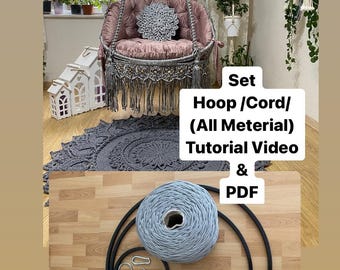 DIY Macrame Materials for chair training, stain resistant cord 5 mm, macrame PDF do it your self kit with all necessary materials, DIY Set