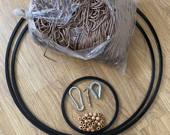 Metalen hoepel voor macraméschommel, macramé-schommelset, macramé-schommelset, hangmatset, macramé-schommeltouw, metalen macramé-schommelset, touw
