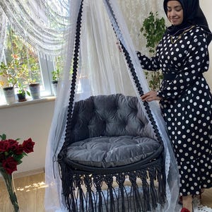 Hanging Chair Indoor, Macrame Round Swing, Hammock Chair, Outdoor Swing Set, Christmas Gift, Housewarming Gift,Hammock Chair,Round Hammock