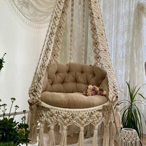 Macrame Hammock Chair,Hanging Chair,Macrame Swing Chair,Garden Swing,Rocking Chair,Patio Swing,Christmas Gift,Boho Chair,Outdoor Hammock,