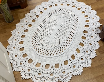 Round Crocheted Rug Oval, Crochet rug,livingroom rug,bedroom rug,round rug,housewarming  gift,christmas gift,