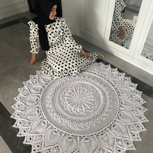 Strickteppich, runder Häkelteppich, gehäkelter Teppich, gestrickter Teppich, Badematte, Wohndekor, Hausgeschenk, Accessoire, Makramee