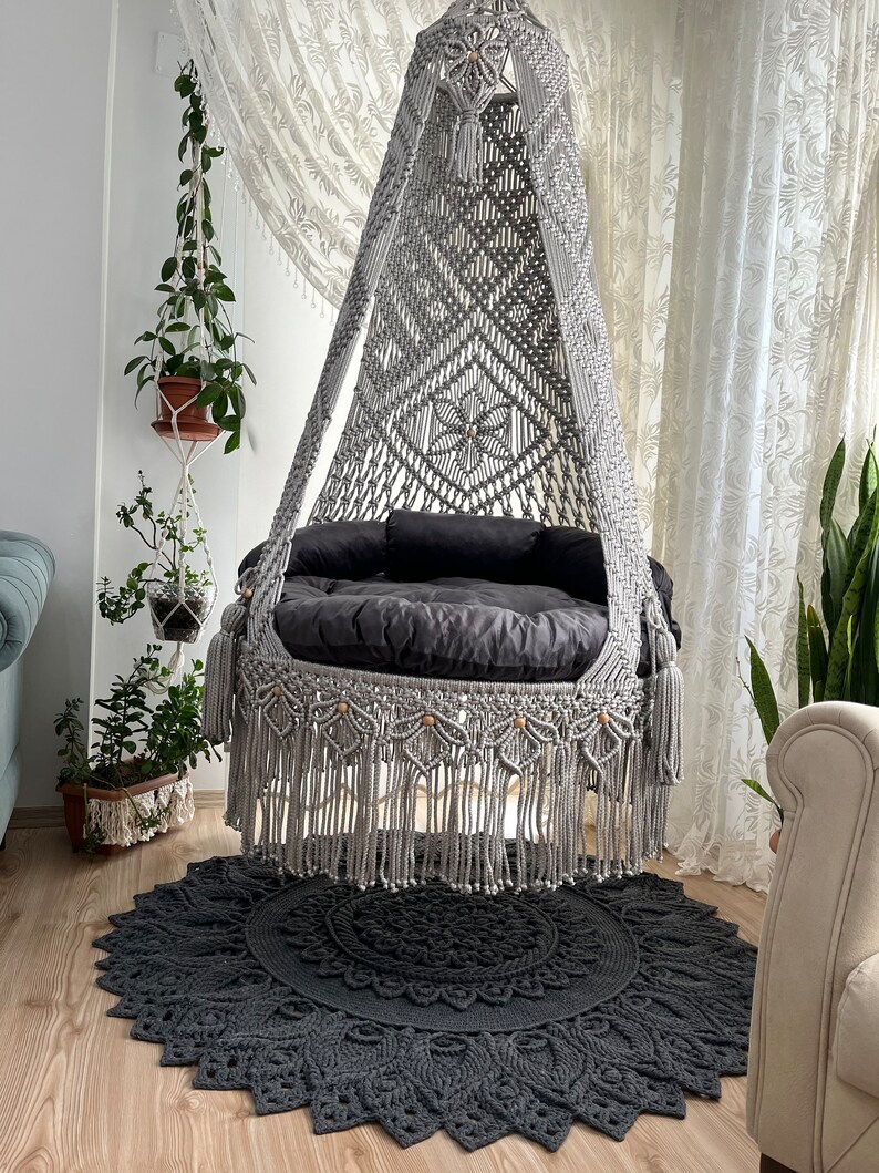 Macrame Chair Macrame Round Swing Special Design Macrame - Etsy