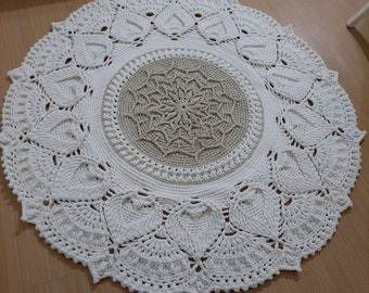 Handmade Round Crochet Carpet, , stylish rug for living room, home decor Knitted Carpet, Rope Cord Crochet Carpet, crochet rug, bedroom rug