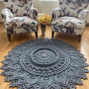 Gehäkelter gestrickter Teppich, grauer Badezimmerteppich, Schlafzimmerteppich, Wohnzimmerdekorteppich, neues Hausgeschenk, Geschenk für Mutter, Innendekoration, Makrameteppich