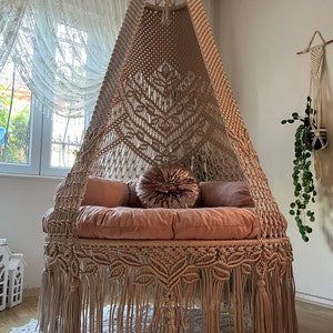 Macrame patio double swing,Patio swing,Macrame swing,Macrame hanging swing,Macrame chair,Hammock chair,Garden Swing,Housewarming gift,Swing