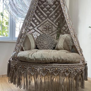 Hanging Chair,Macrame Swing,Hammock Chair,Outdoor &İndoor Swing,Garden Hammock,Beige Macrame Chair,Boho Chair,İndoor Hammock Chair,Egg Chair