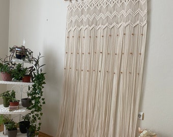 Cortinas de macramé para puerta, cortina bohemia para colgar en la pared, cortina de cuentas para puerta o ventana, cortina de macramé personalizable, regalo de inauguración de la casa, cortinas