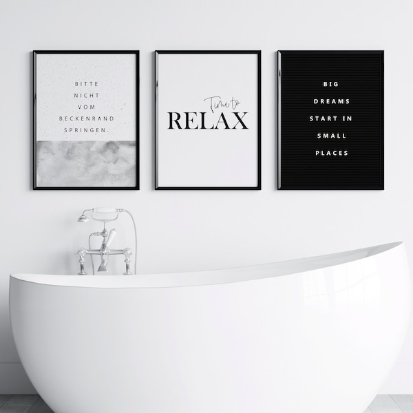 Poster Set Badezimmer | Beckenrand | Time to Relax | Big dreams