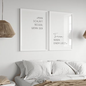 Poster Set | Man schläft besser wenn der Traum neben | Schlafzimmer Bild