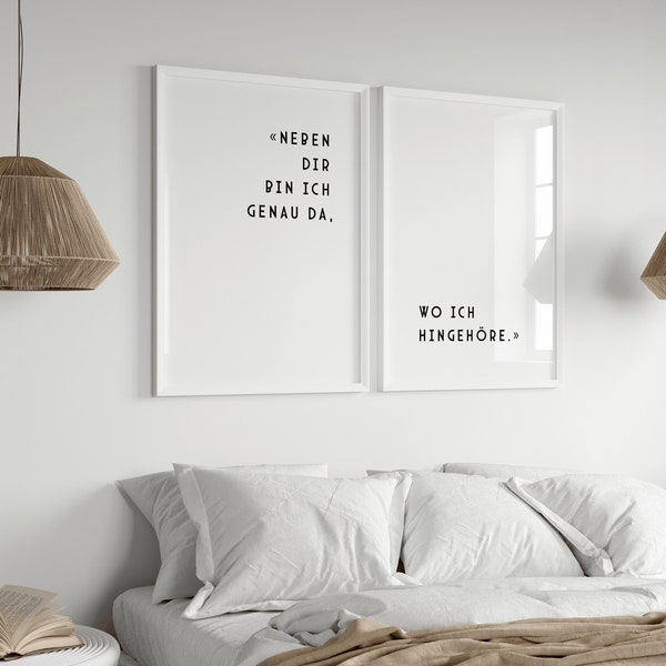 Poster Set | Neben dir bin ich da wo ich hingehöre | Schlafzimmer Bild