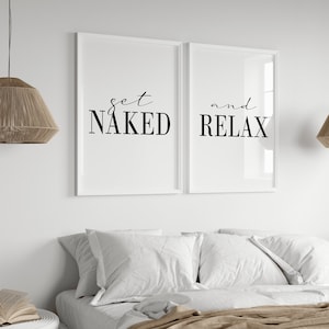 Poster Set | get naked and relax | bedroom pictures