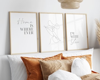 Poster Digital Download | Home is where ever Line Art Kiss | Picture Wall