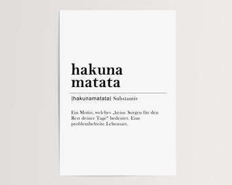 Poster Hakuna Matata | Definition | motivational image