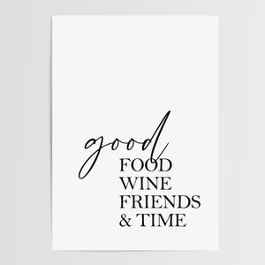 Posters Kitchen | good food wine friends and time | wall decoration