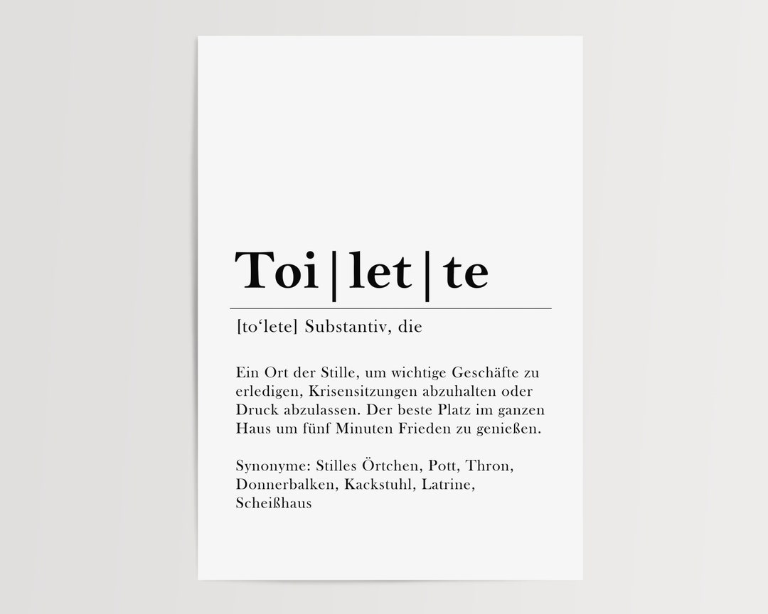 Poster Toilette Definition GästeWC Bild Etsy.de