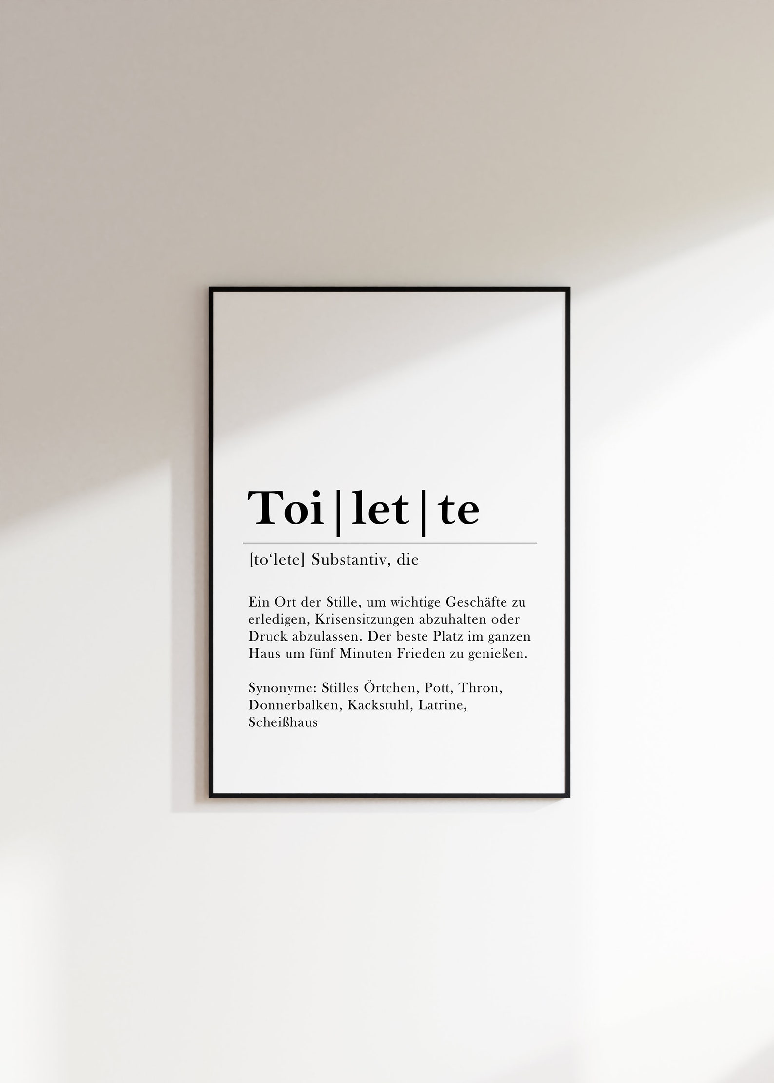 Poster Toilette Definition GästeWC Klo Print Typographie Etsy