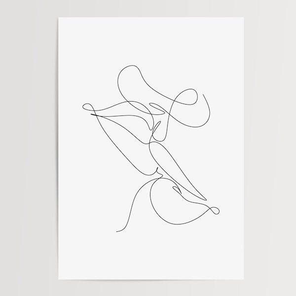 Poster | Line Art Kuss Lippen | minimalistisch