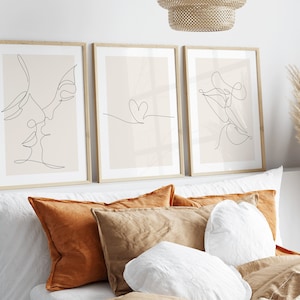 Poster Set Schlafzimmer | line art aesthetic beige sand
