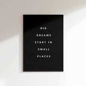 Poster guest toilet | big dreams start in small places | black