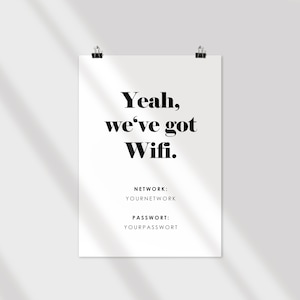 Poster WLAN Passwort | Yeah we've got WIFI | Wanddeko