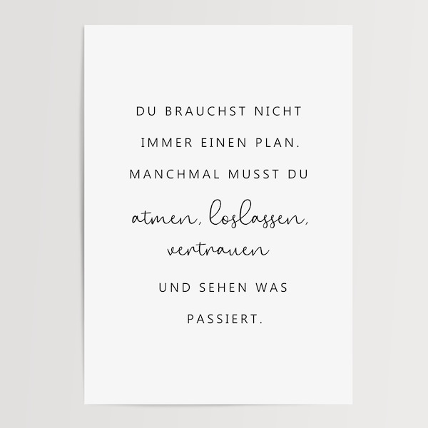 Poster | Man braucht nicht immer einen Plan im Leben | Familienbild