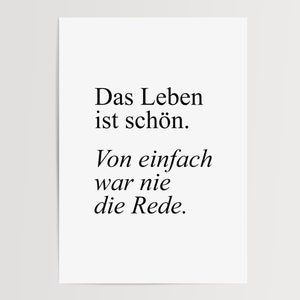 Poster | Das Leben ist schön. Von einfach war nie die Rede.