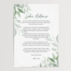 Taufgeschenk | Taufe Poster | personalisiert | Patenbrief | Regenbogen Mädchen | PDF | Urkunde