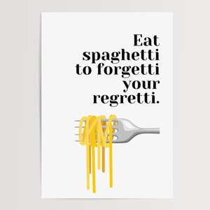 Poster kitchen spagetthi forgetti regretti | Kitchen Posters | printed | kitchen image | kitchen poster