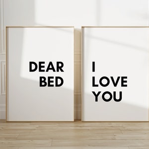 Poster Set Bedroom | Dear bed I love you | mural