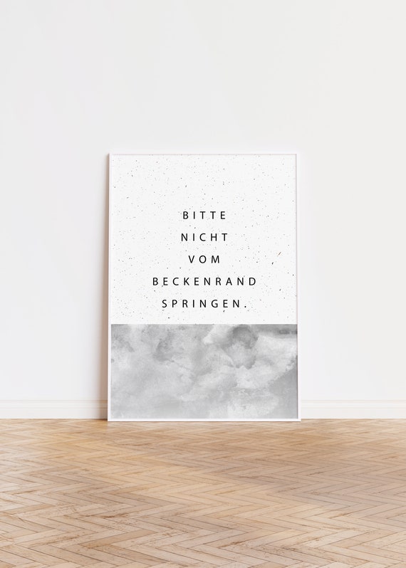 Kunstdruck Din A4 – 'Nicht Vom Beckenrand Springen', Witziger Badezimmer-Spruch, Auf 230g/m² Mattem Papier