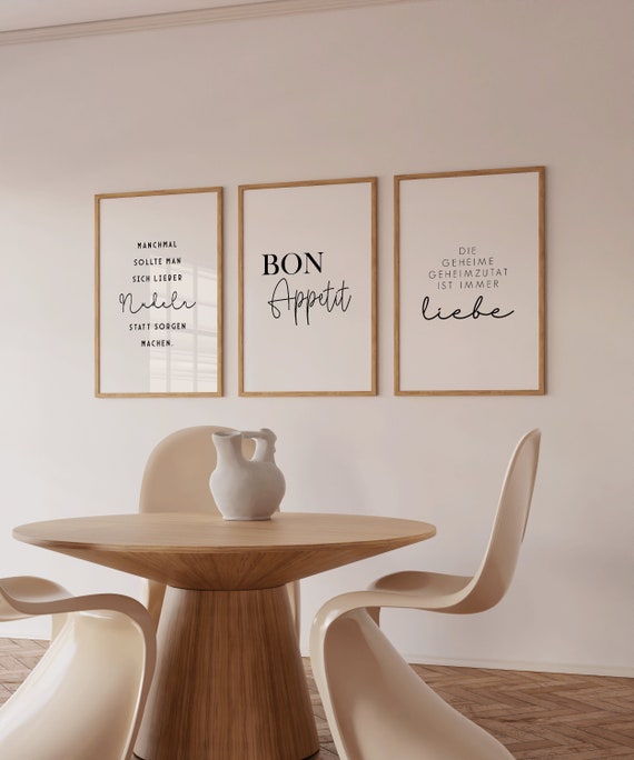 Poster Set Küche | Küchenposter  | Küchenbilder | Bon Appetit | Esszimmer | Küchendeko