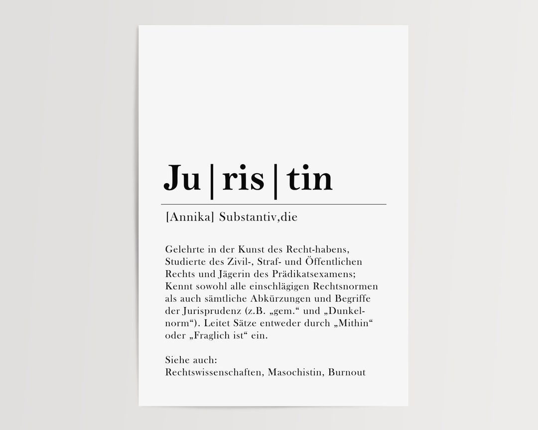 Poster Jurist Juristin Abschlussgeschenk Etsy.de