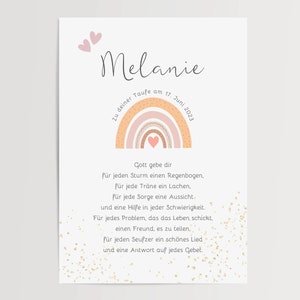 Taufgeschenk | Taufe Poster | Segenspruch |personalisiert | Patenbrief | Regenbogen Mädchen | PDF | Urkunde
